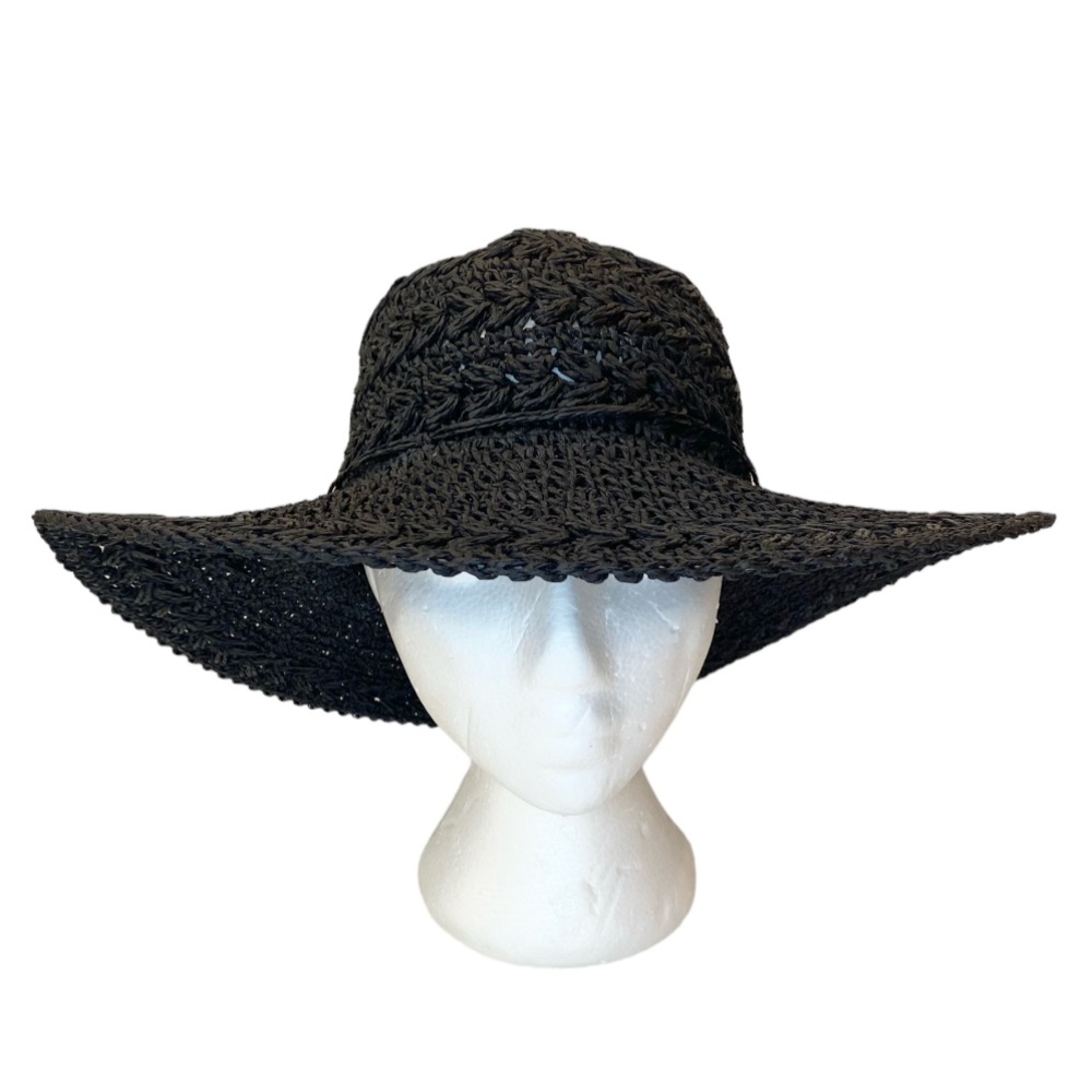 Scala Black Wide Brim Beach Hat